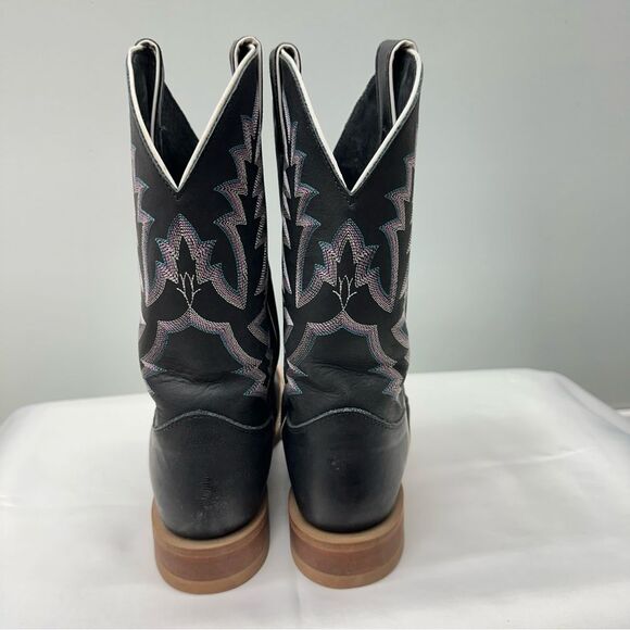 Justin bent rail western square toe cowgirl black leather boots women's 11 - Picture 4 of 7